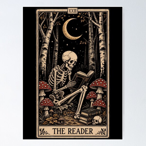 Item preview, The Reader Antique Tarot Cartomancy - Skull And Mushrooms With Moon designed and sold by FernaRoje.