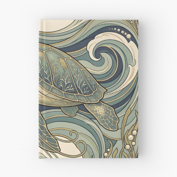 Item preview, Art Nouveau Sea Turtle Wall Art – Decorative Ocean Waves & Vintage Marine Illustration designed and sold by ZyxDes.