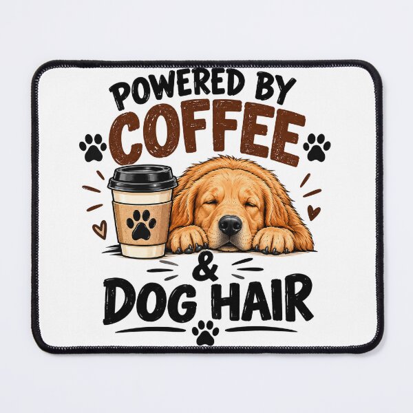Item preview, Powered by Coffee and Dog Hair Funny Golden Retriever Design designed and sold by SquareSign.