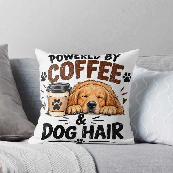 Item preview, Powered by Coffee and Dog Hair Funny Golden Retriever Design designed and sold by SquareSign.
