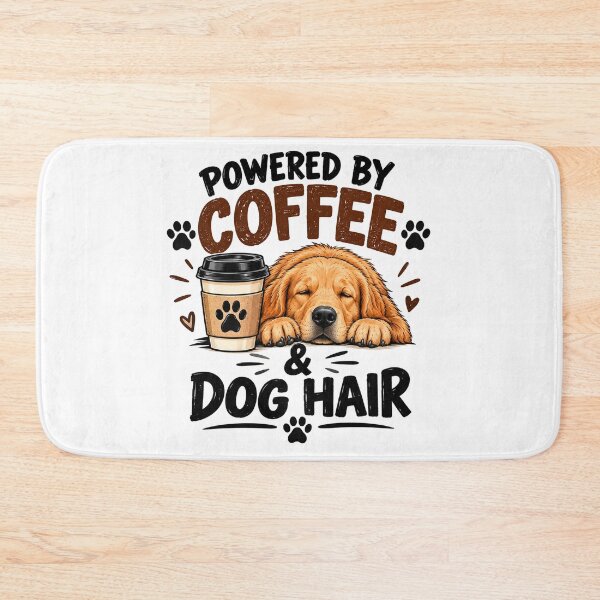 Item preview, Powered by Coffee and Dog Hair Funny Golden Retriever Design designed and sold by SquareSign.