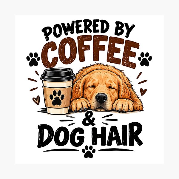 Item preview, Powered by Coffee and Dog Hair Funny Golden Retriever Design designed and sold by SquareSign.