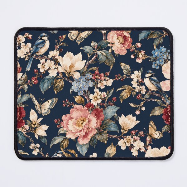 Item preview, Midnight Garden Birds & Butterflies – Vintage Botanical Floral Pattern designed and sold by VibnWalls.