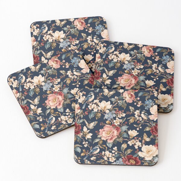 Item preview, Midnight Garden Birds & Butterflies – Vintage Botanical Floral Pattern designed and sold by VibnWalls.
