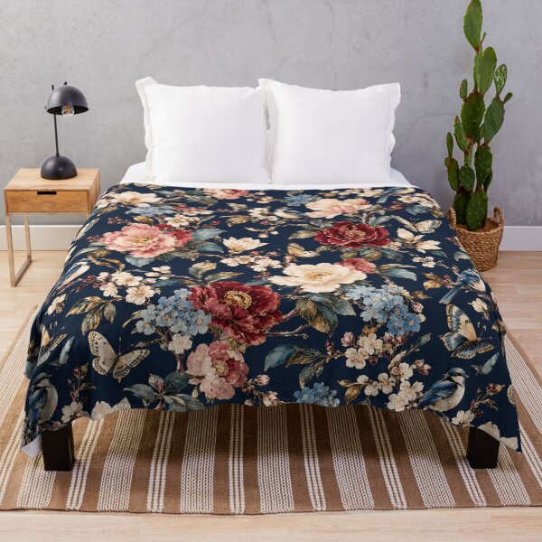 Item preview, Midnight Garden Birds & Butterflies – Vintage Botanical Floral Pattern designed and sold by VibnWalls.