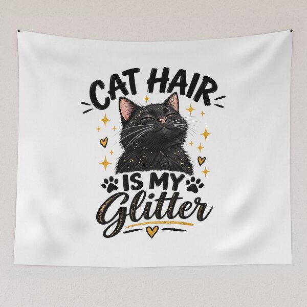 Item preview, Cat Hair Is My Glitter Funny Black Cat Lover Design designed and sold by SquareSign.
