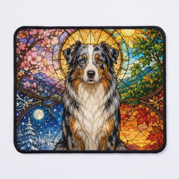 Item preview, The Four Seasons Australian Shepherd – Azure and Amber Eyes designed and sold by Pixel Sakura Gallery.