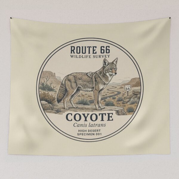 Item preview,  Coyote Route 66 Wildlife Survey Vintage Badge designed and sold by CalmCapy Co.