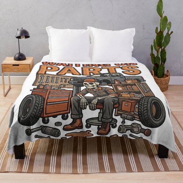 Item preview, Waiting On Parts Car Mechanic Skeleton Graphic designed and sold by ArtDesignTp.