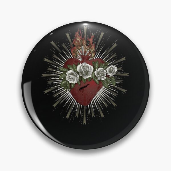 Item preview, Traditional Sacred Burning Heart White Roses Graphic designed and sold by KarlWalter.