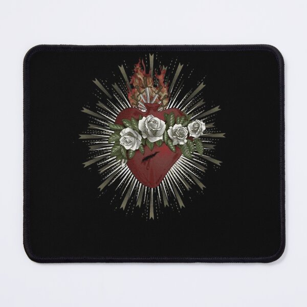 Item preview, Traditional Sacred Burning Heart White Roses Graphic designed and sold by KarlWalter.