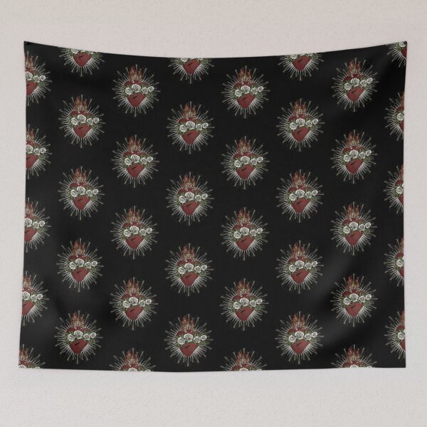 Item preview, Traditional Sacred Burning Heart White Roses Graphic designed and sold by KarlWalter.