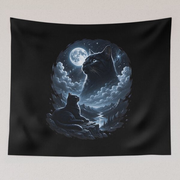 Item preview, Black Cat Moonlight Mystical Night Vintage Gothic Cat designed and sold by Beanimilki.