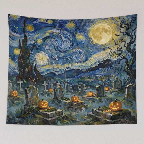 Item preview, Halloween Cemetery with Glowing Pumpkins designed and sold by Late Theory.