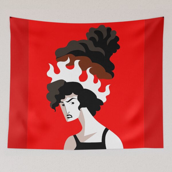 Item preview, woman with repressed anger erupting with fire from her head designed and sold by matintheworld ( delcarmat ).