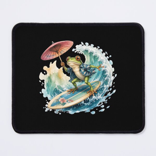 Item preview, Frog Surfing Tropical Summer Beach Retro designed and sold by Beanimilki.