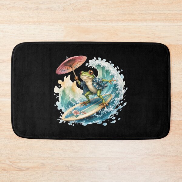 Item preview, Frog Surfing Tropical Summer Beach Retro designed and sold by Beanimilki.