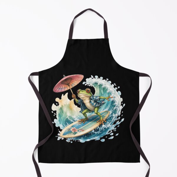 Item preview, Frog Surfing Tropical Summer Beach Retro designed and sold by Beanimilki.