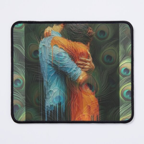Item preview, Romantic Couple Embrace with Peacock Feathers designed and sold by DKSH1234.