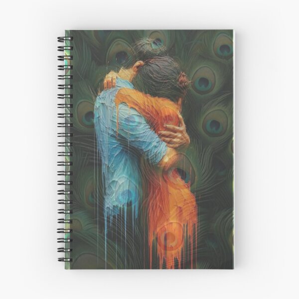 Item preview, Romantic Couple Embrace with Peacock Feathers designed and sold by DKSH1234.