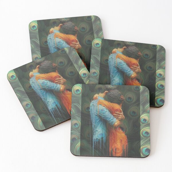 Item preview, Romantic Couple Embrace with Peacock Feathers designed and sold by DKSH1234.