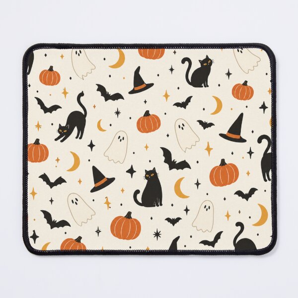 Item preview, Minimalist Halloween Cats Ghosts & Pumpkins Pattern designed and sold by VibnWalls.