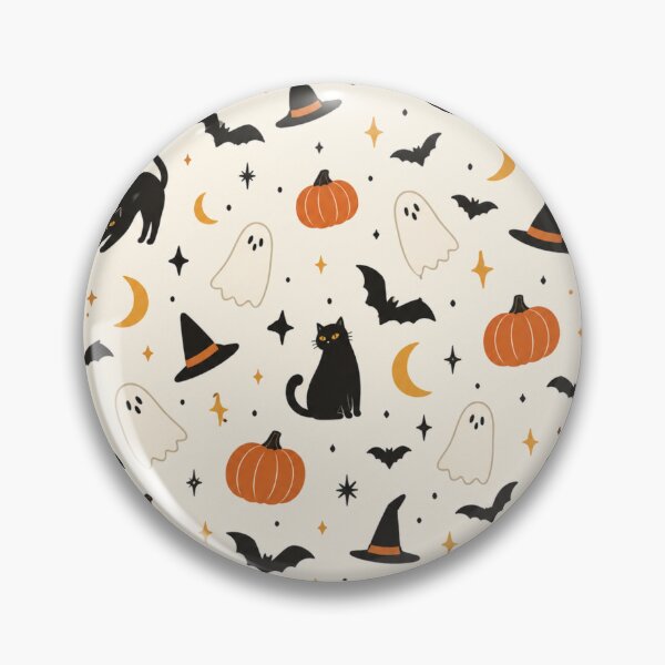 Item preview, Minimalist Halloween Cats Ghosts & Pumpkins Pattern designed and sold by VibnWalls.