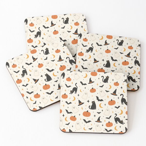 Item preview, Minimalist Halloween Cats Ghosts & Pumpkins Pattern designed and sold by VibnWalls.