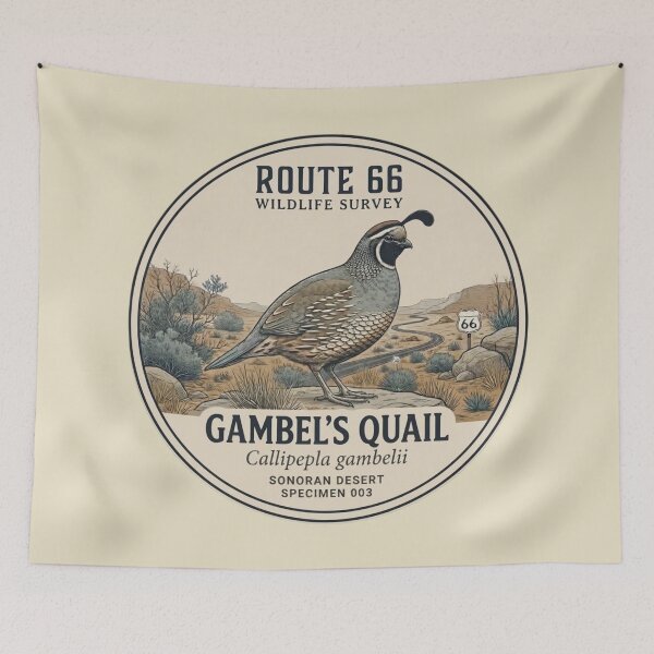 Item preview, Gambel's Quail Route 66 Wildlife Survey Badge designed and sold by CalmCapy Co.