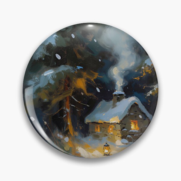 Item preview, Cozy Winter Cabin in Snowy Forest – Rustic Woodland Cottage Landscape designed and sold by cr6zym1nd.