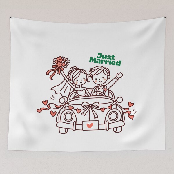 Item preview, Cute Just Married Wedding Couple in Car designed and sold by Nicha Studio.