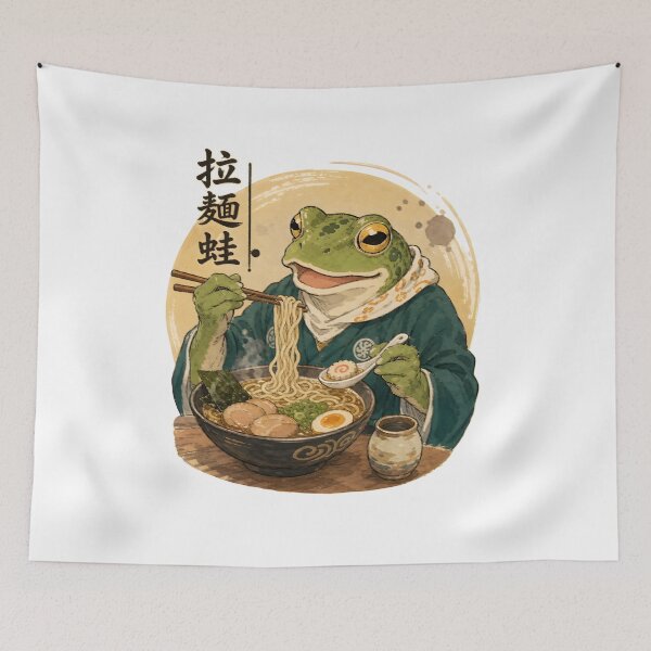 Item preview, Cute Frog Eating Ramen Japanese Food Lover designed and sold by Beanimilki.