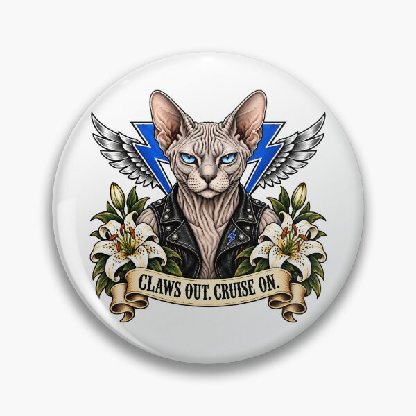 Item preview, Sphynx Biker Cat Claws Out Cruise On Vintage  designed and sold by Old's Cool Cat Studio.