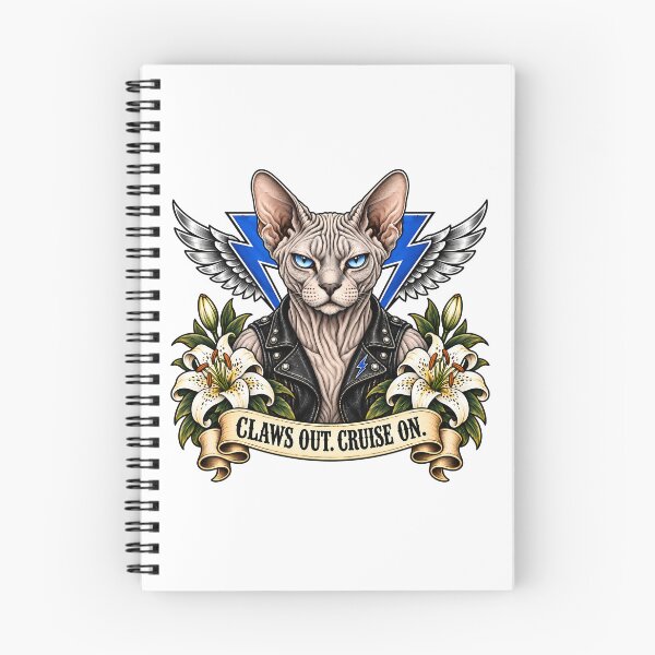 Item preview, Sphynx Biker Cat Claws Out Cruise On Vintage  designed and sold by Old's Cool Cat Studio.