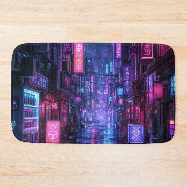 Item preview, Cyberpunk Tokyo Neon Alley with Vending Machine Night Street Art designed and sold by vekotpu.