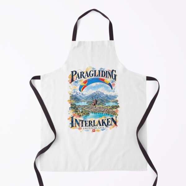 Item preview, Paragliding Over Interlaken, Switzerland — Ink and Watercolor Travel Poster designed and sold by Russell Thorne.