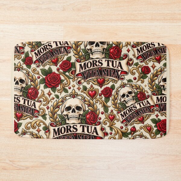 Item preview, Mors Tua Vita Mea – Dark Latin Quote Skull Rose Classical Design designed and sold by MetaModel Editions.