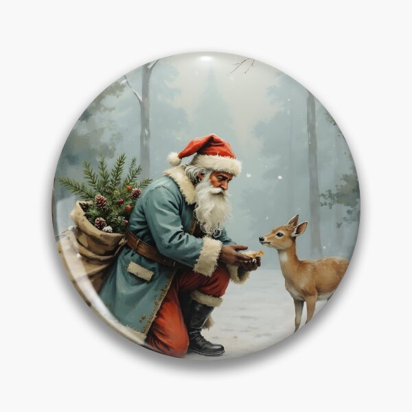 Item preview, Santa Feeding Deer in Snowy Forest designed and sold by Connys Colorful World.