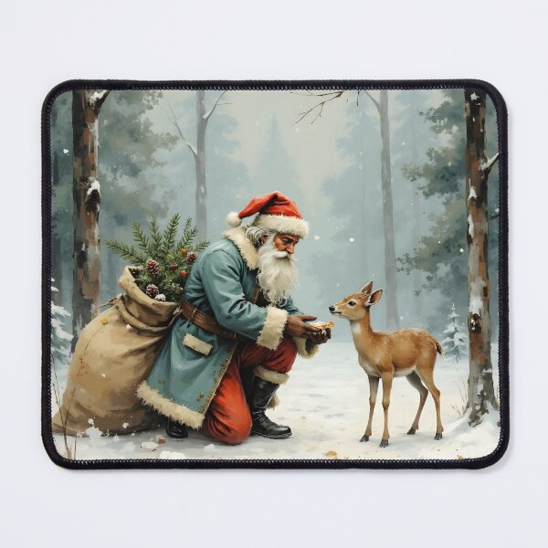 Item preview, Santa Feeding Deer in Snowy Forest designed and sold by Connys Colorful World.