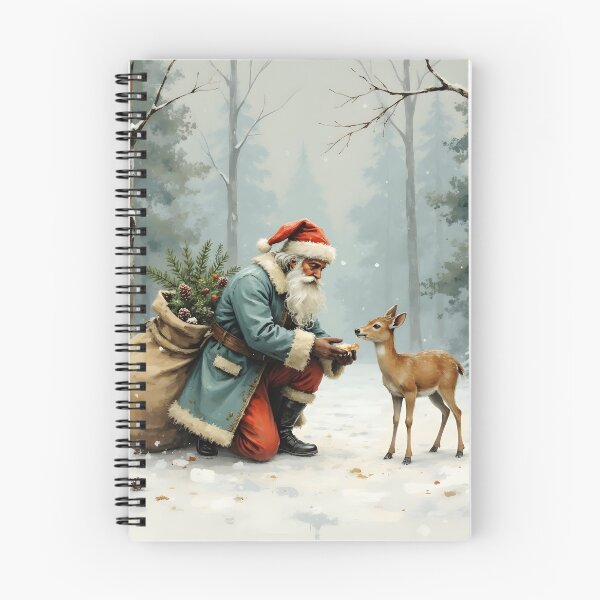Item preview, Santa Feeding Deer in Snowy Forest designed and sold by Connys Colorful World.