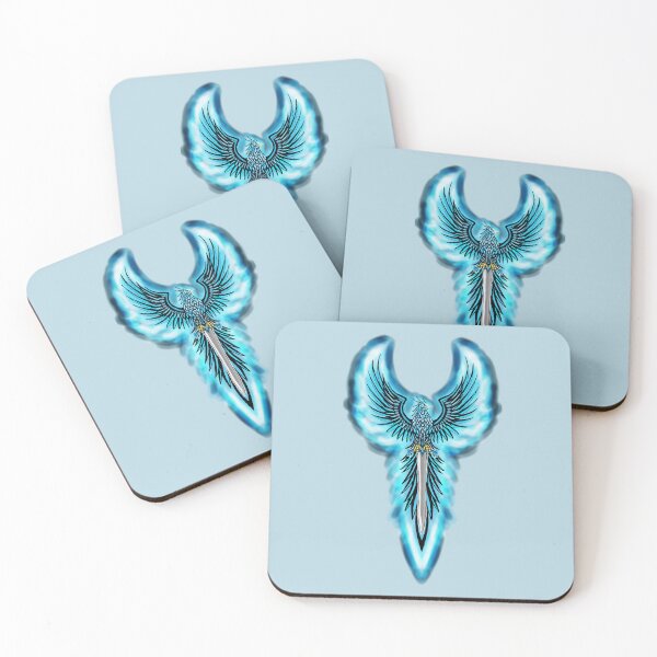 Item preview, Majestic Vertical Blue Ice Phoenix with Flaming Sword Crest designed and sold by URSM.