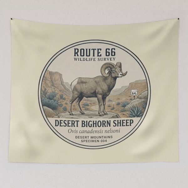 Item preview, Desert Bighorn Sheep Route 66 Wildlife Badge designed and sold by CalmCapy Co.