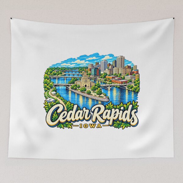Item preview, Hand Drawn Cedar Rapids Iowa Travel Souvenir Landmark Gift designed and sold by MichaeIRellov.