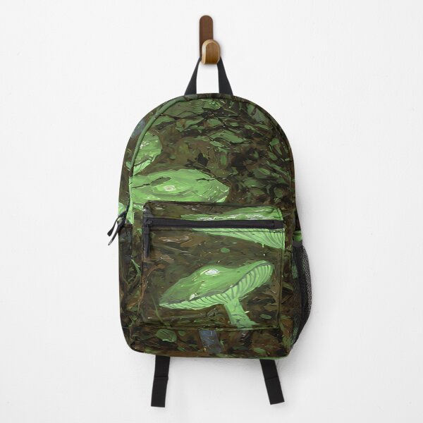 Item preview, Glowing Green Mushrooms in a Dark Forest – Magical Cottagecore Fungi Art designed and sold by cr6zym1nd.