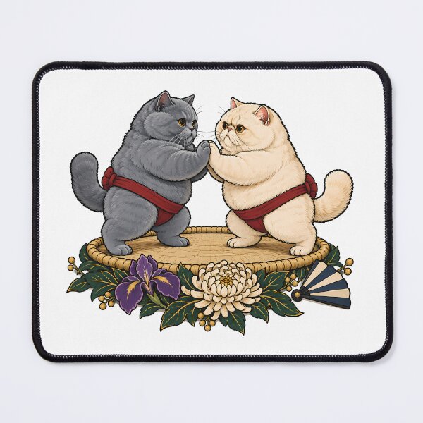 Item preview, Sumo Cats Battle Japanese Ukiyo-e  designed and sold by Old's Cool Cat Studio.