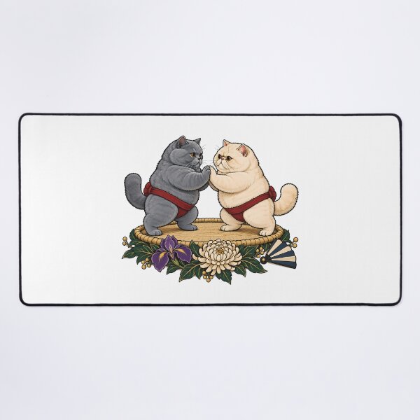 Item preview, Sumo Cats Battle Japanese Ukiyo-e designed and sold by Old's Cool Cat Studio.