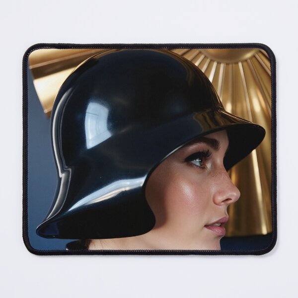 Item preview, Black Latex Cloche Hat – Art Deco Profile Portrait designed and sold by Magic-Reality.