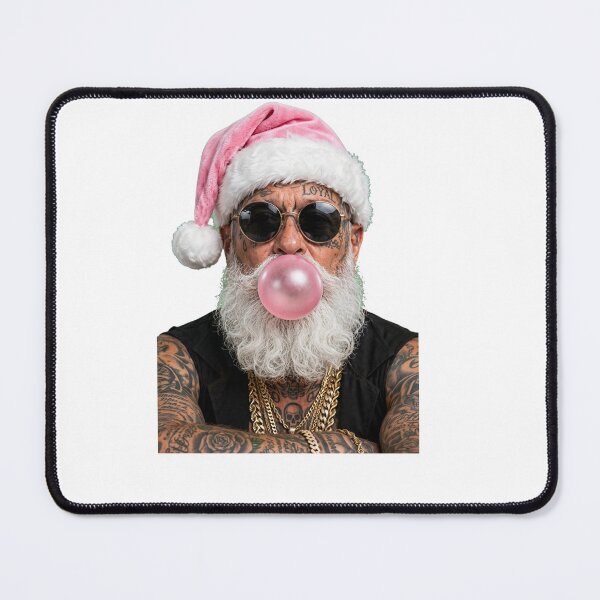 Item preview, Badass Tattooed Santa Blowing Pink Bubblegum - Gangster Christmas designed and sold by inkfluenceart.
