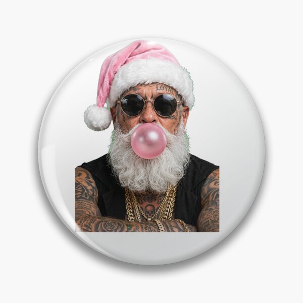 Item preview, Badass Tattooed Santa Blowing Pink Bubblegum - Gangster Christmas designed and sold by inkfluenceart.