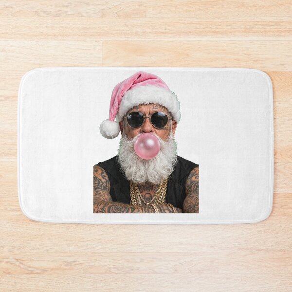 Item preview, Badass Tattooed Santa Blowing Pink Bubblegum - Gangster Christmas designed and sold by inkfluenceart.